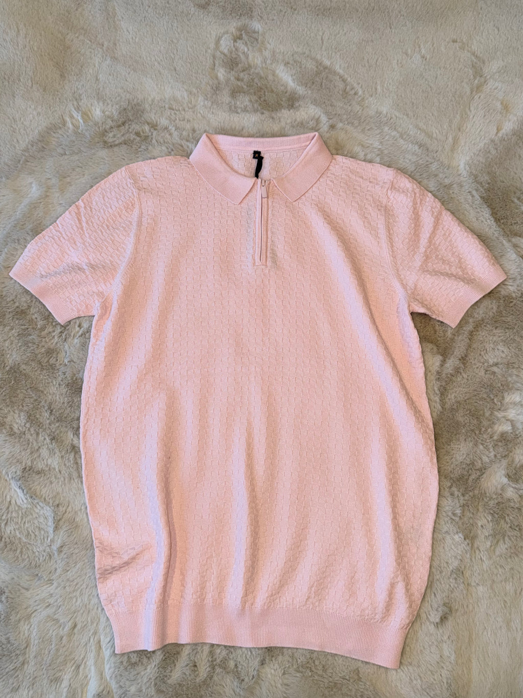 Remera Polo Rosa Texturada