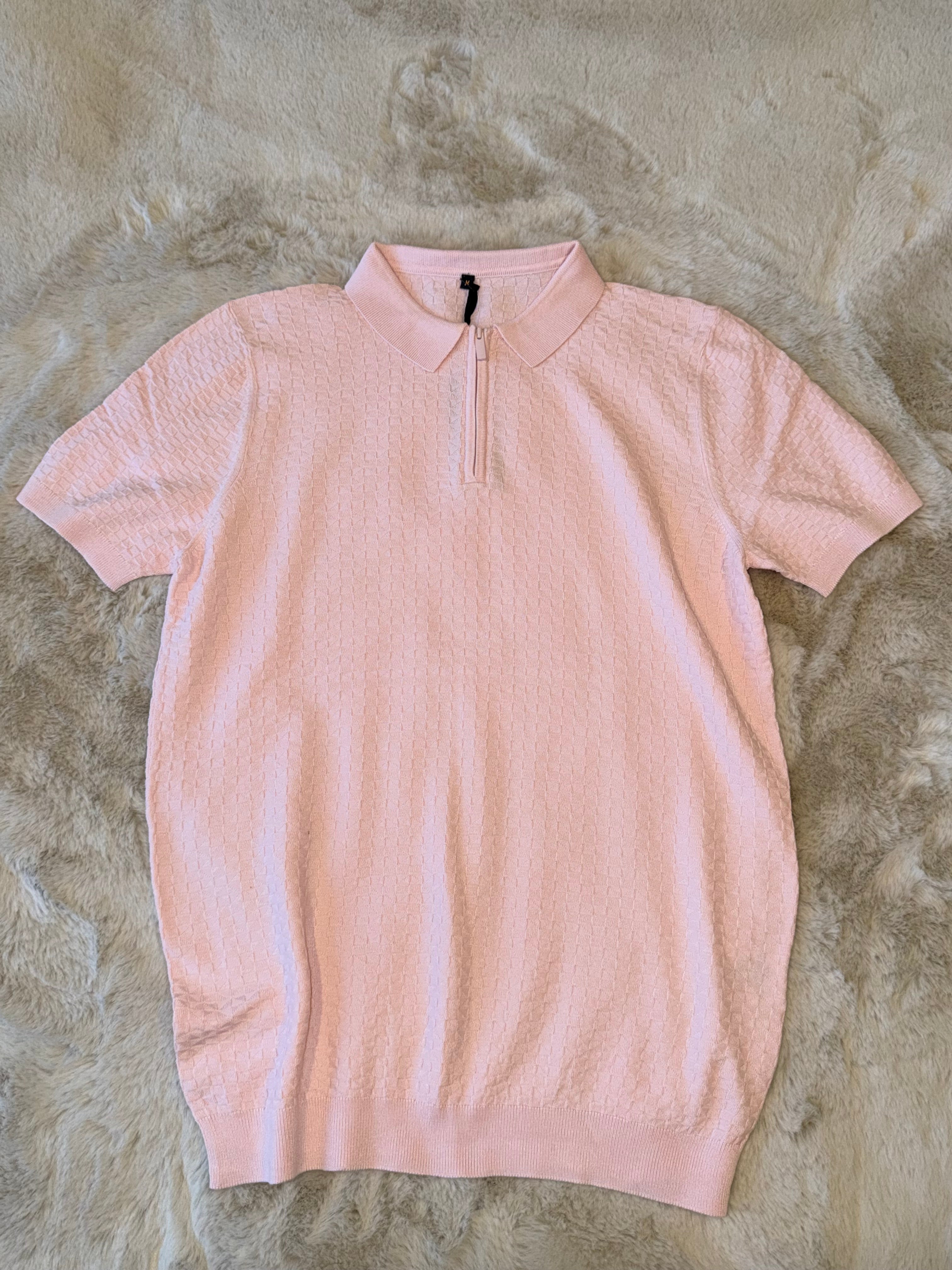 Remera Polo Rosa Texturada