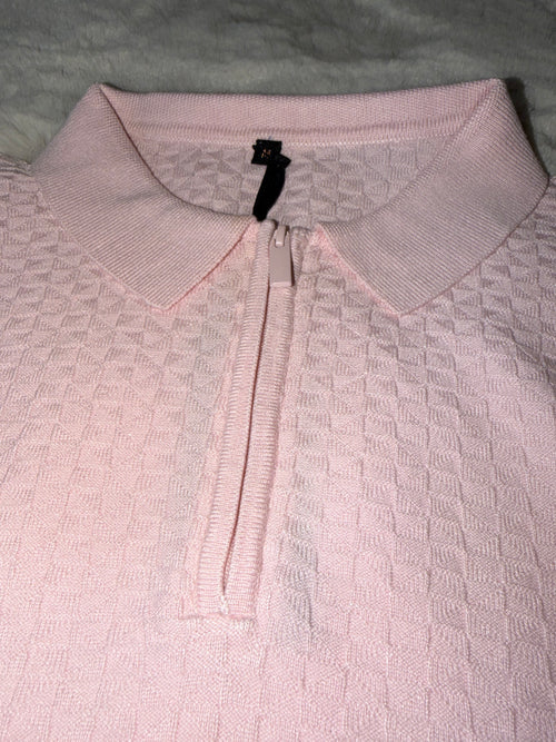 Remera Polo Rosa Texturada