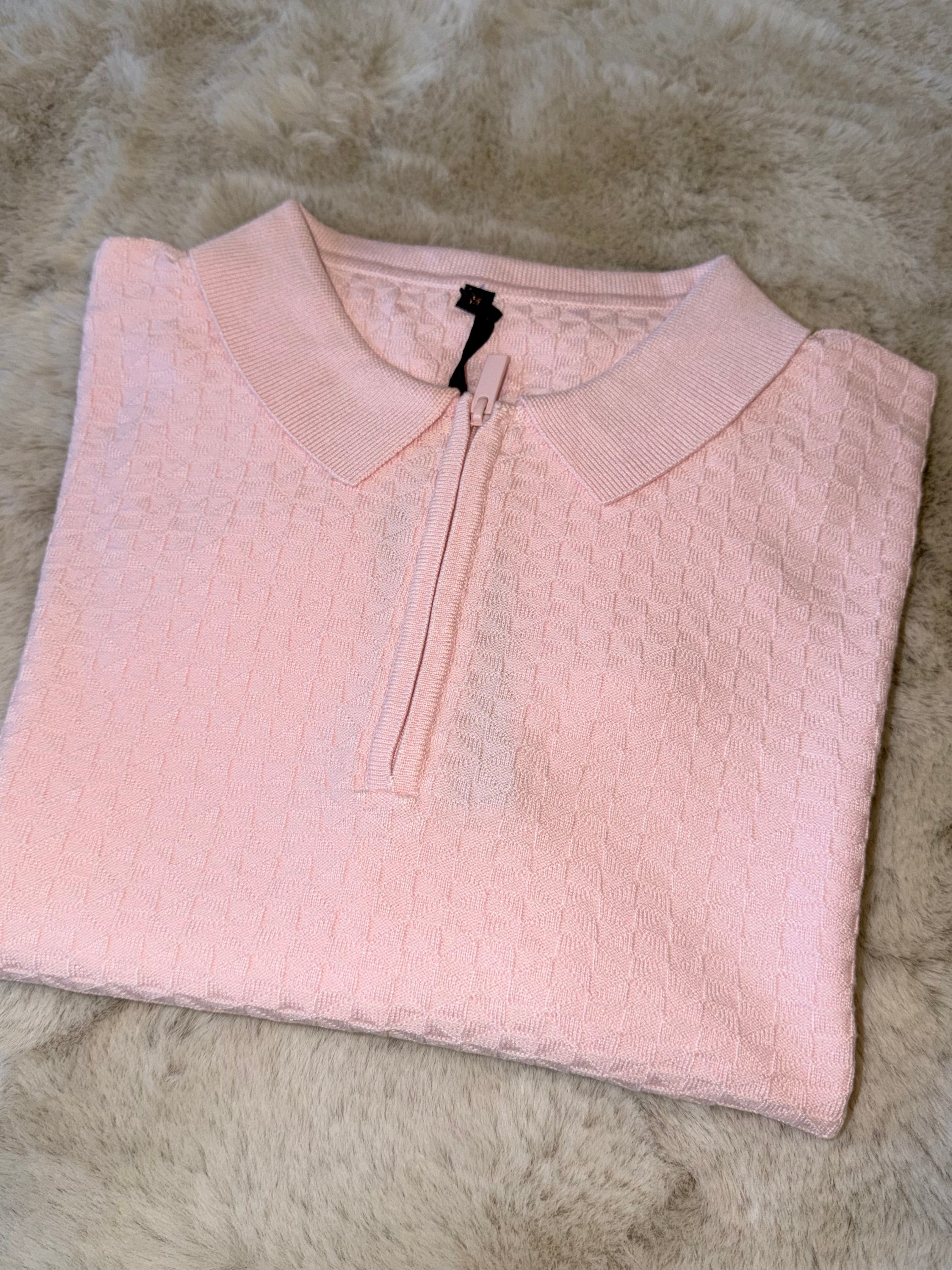 Remera Polo Rosa Texturada